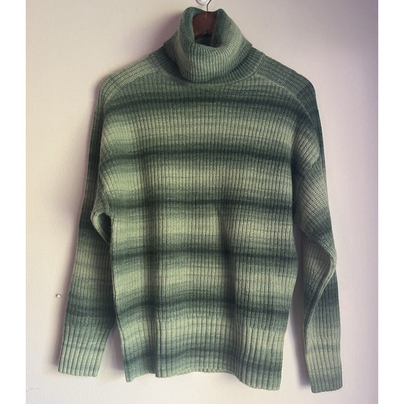 Autumn Cashmere & Wool Turtleneck Sweater ltalian Yarn Green Womens XS MSRP $420 - Picture 5 of 9